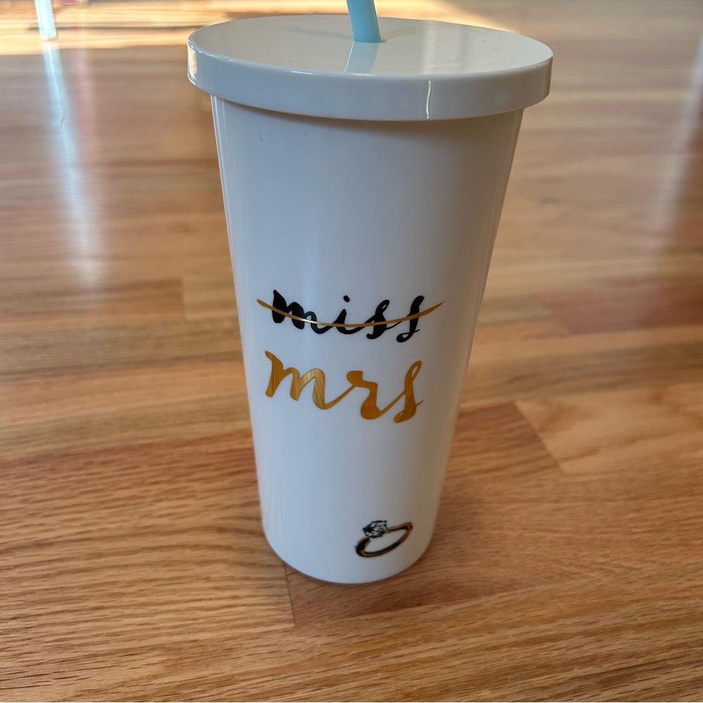 NWOT Kate Spade Miss to Mrs. Tumbler with Straw